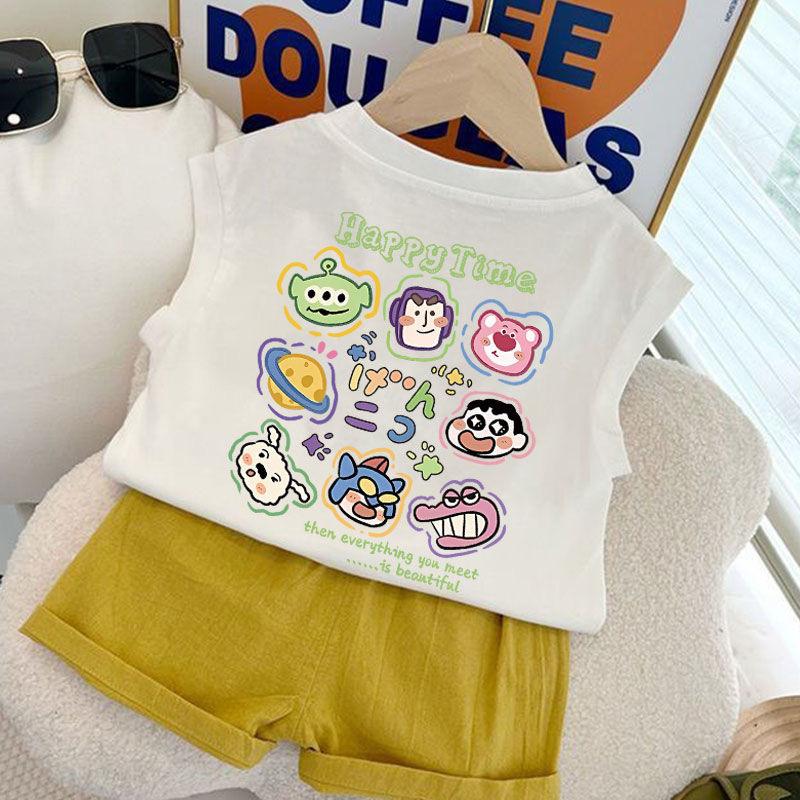 Summer Cotton Kids Sleeveless T Shirt Cartoon Print Boys Girls Vest Baby Casual Versatile Top