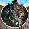 Cheetah Round Beach Towel, Soft Absorbent Quick Dry Africa Tropical Wild Animal Themed Pool Towel, Portable Circle Picnic Mat