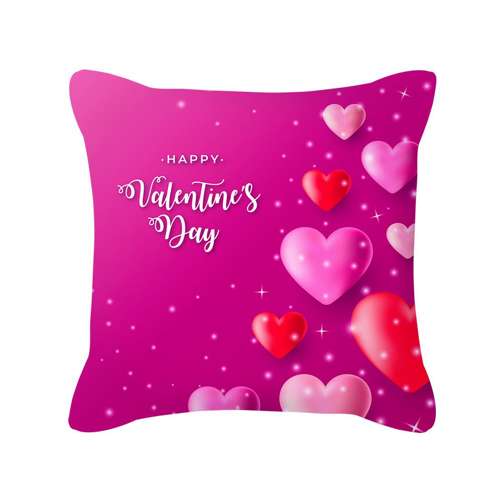 Peach Skin Pillowcase Valentine's Day Pillowcase Pink Heart-shaped Pillow Romantic Series Home Decoration Sofa Cushion Cover