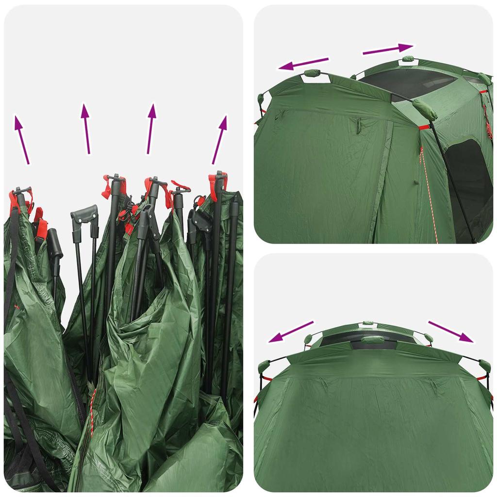 3 Person Instant Tent with Rainfly Green 185T Polyester with PU Coating