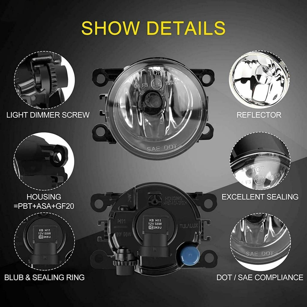 Tiny Force Fog lights Compatible with Acura Honda TSX RDX TL ILX CRV PILOT 33900-T0A-A01 Front Bumper Assembly with Bulbs Daytime Driving Lamps Left