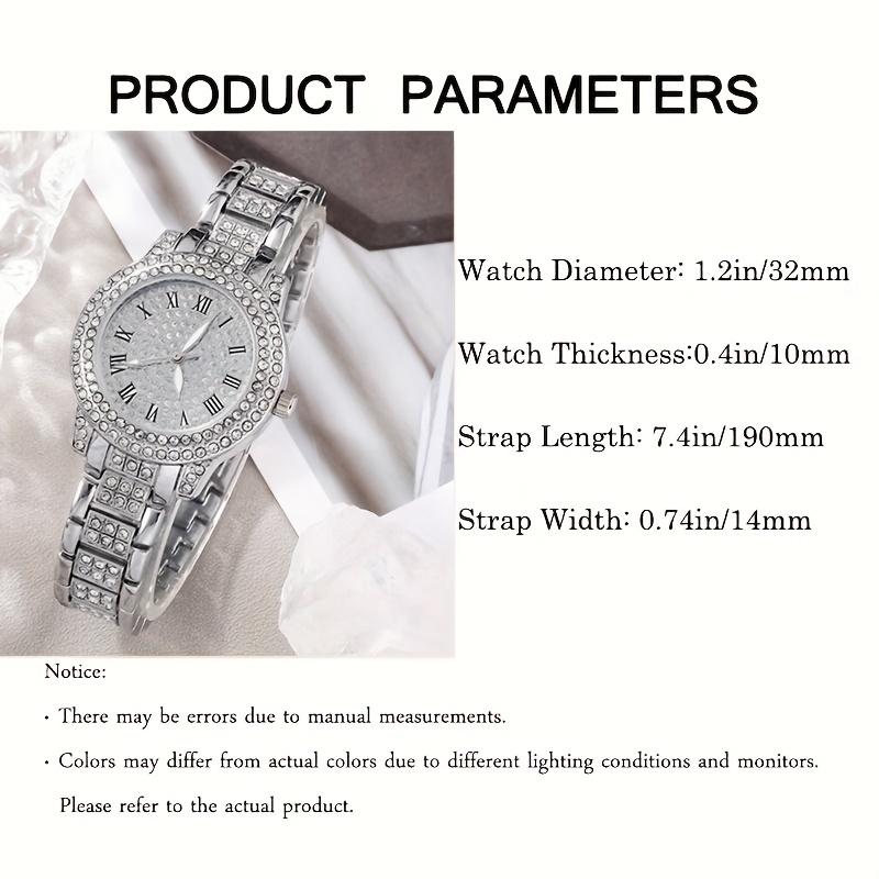 6 Pcs/Set Women's Watches, Luxury Rhinestone Quartz Watch, Roman Fashion Analog Watch and Jewelry Set, Gift for Mom and Her