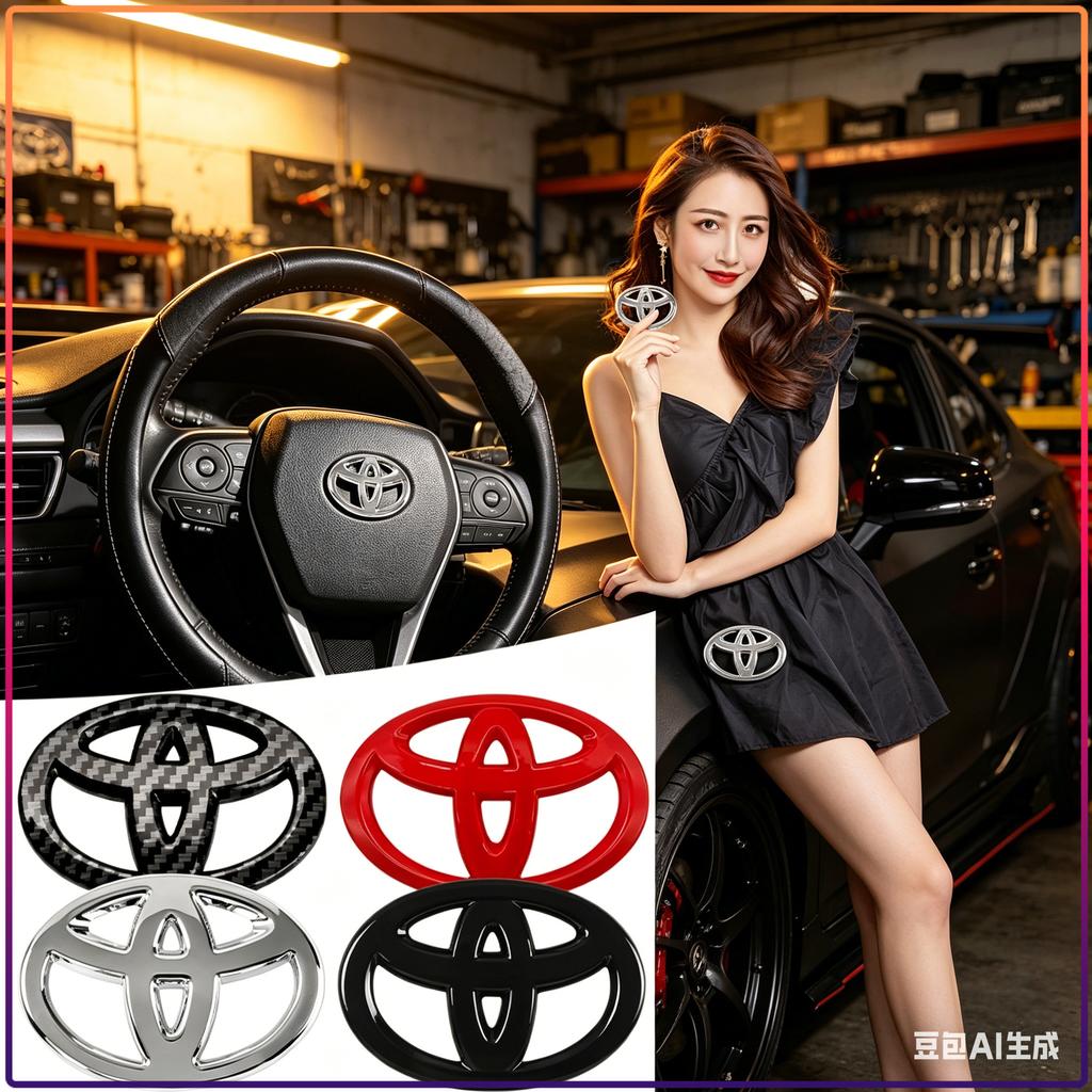 1Pcs Car Steering Wheel Emblem Badge Decal Sticker Auto Styling Decor Fit For Toyota Fortuner Chr Verso Prius Hiace Yaris Trd Corolla