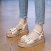 CRLAYDK Womens Wedge Sandals Bow Summer Beach Comfort Ladies Walking Ankle Strap Dressy Casual Slippers Beach Travel Shoes