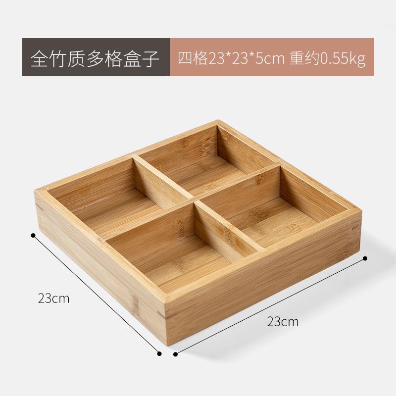 Bamboo and Wood Storage Box Square Compartmented Fruit Plate Snack Tray Desktop Storage Container Acrylic Snack Plate