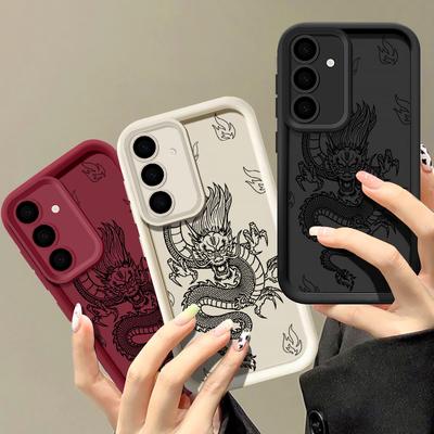 Cool Dragon Pattern Phone Case For Samsung S25 S24 FE S23 S22 Ultra S21 A55 A35 A54 A34 A52 A14 Soft Silicone Lens Protection Shockproof Bumper Cover