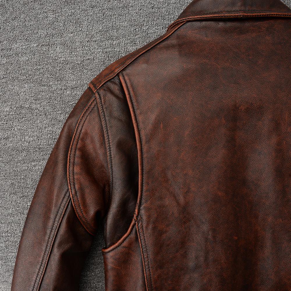 Men's Genuine Cowhide Leather Jacket Real Cow Loose Oversized Style Coat Man Clothes Spring Autumn