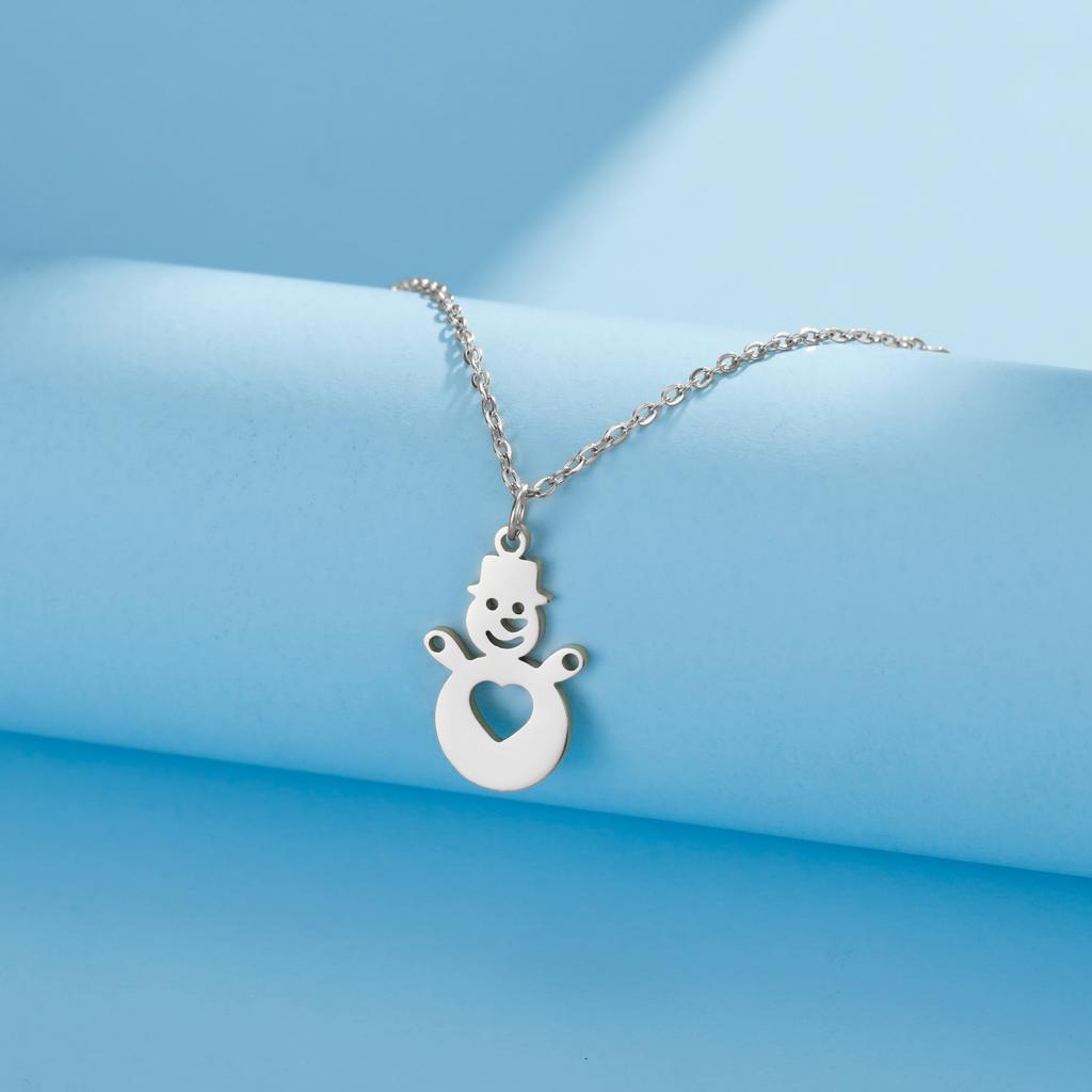 Snowman Female Necklace Stainless Steel Valentine's Day Gifts for Girlfriend Link Chain Jewelry One the Neck Gold Color 2025
