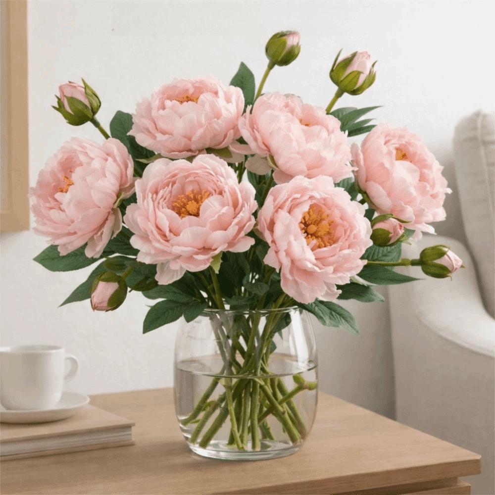 Silk Cloth Simulation Peony Flower Real Touch Fake Flowers Bouquet  Home Decoration