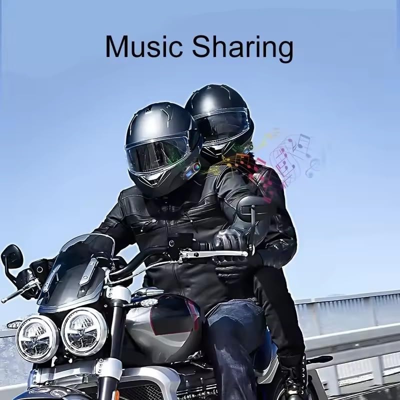 Motorcycle Helmet Intercom Bluetooth Headset,Helmet Intercom Headphones with LED Screen,Illumination,FM Radio,IP67 Waterproof,Voice