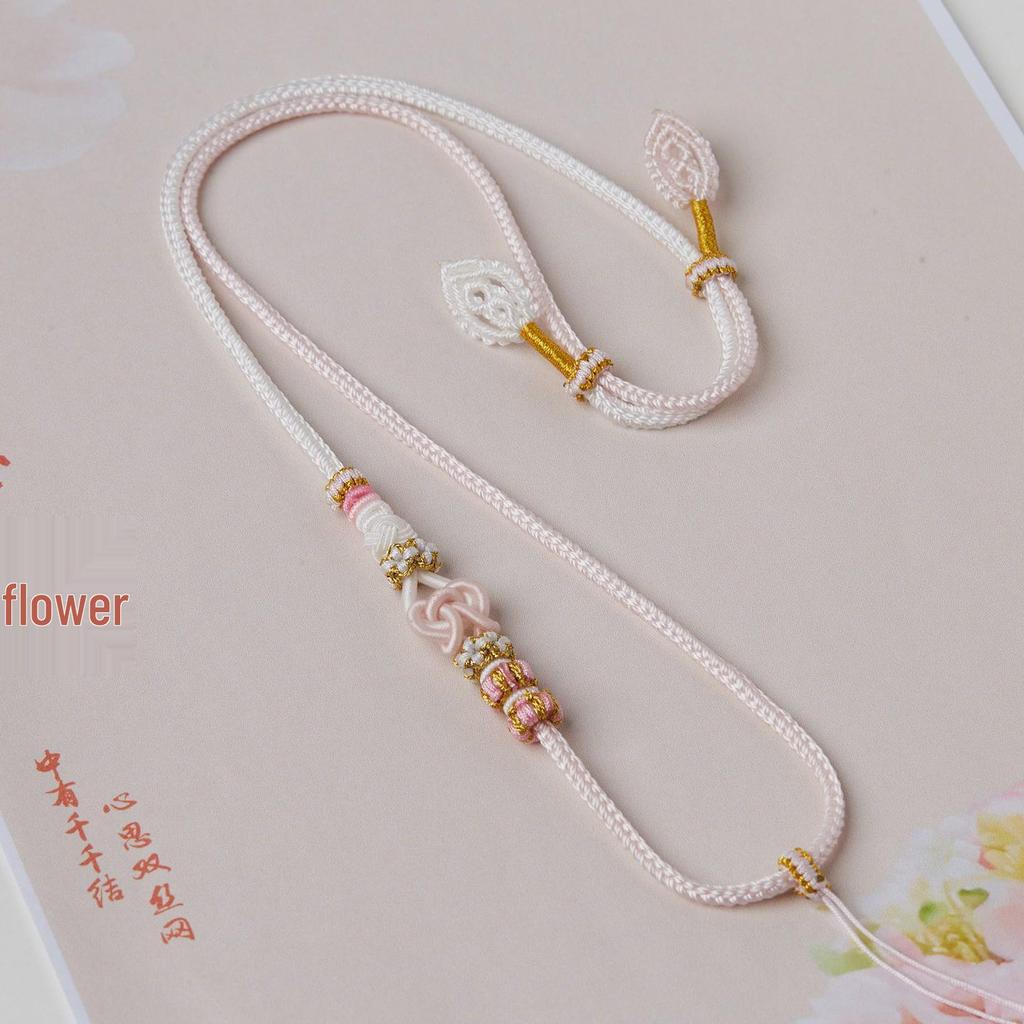 Hand-Woven Peach Blossom Knot Necklace Cord with Four-Strand Braid for Men and Women