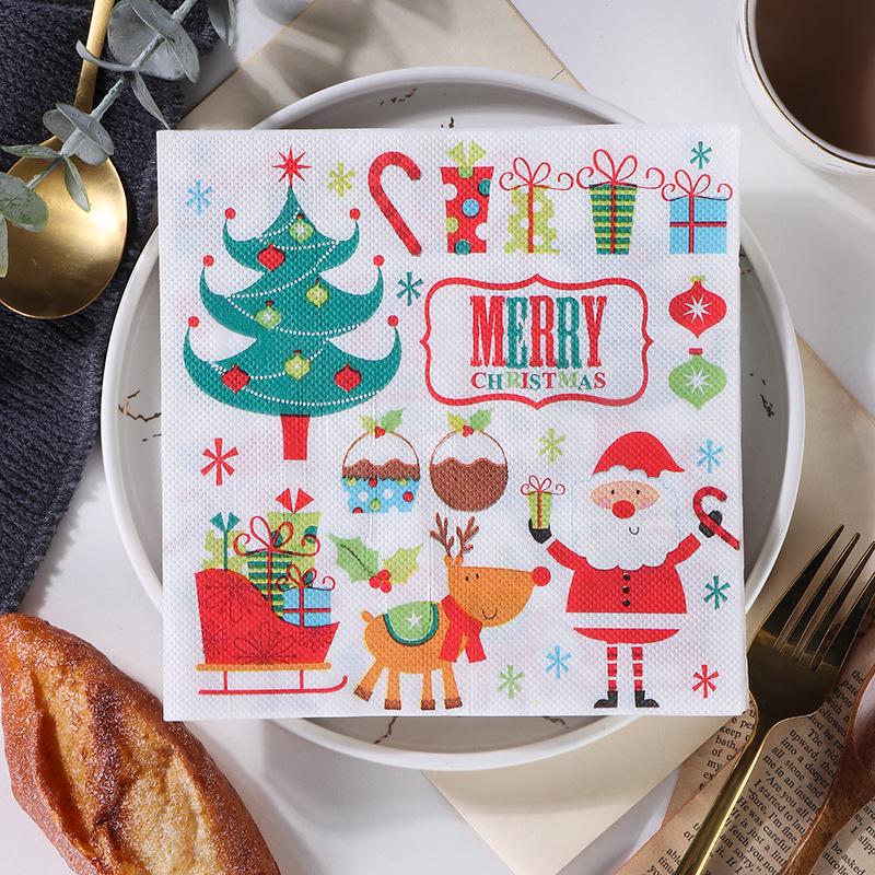 Festive Red Snowflake Napkins - Creative Design for Western Restaurants