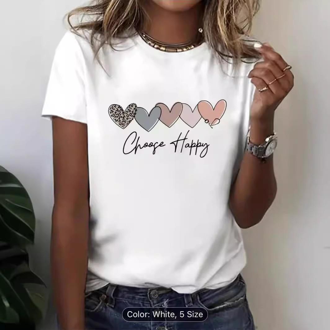 

Топ с принтом для весны и лета, повседневные женские футболки с короткими рукавами и круглым вырезом S