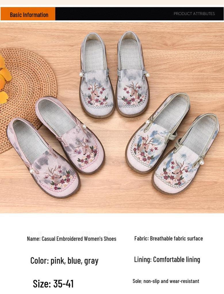 Women's Versatile Spring Ethnic Embroidered Cloth Shoes - Hanfu & Casual Styles