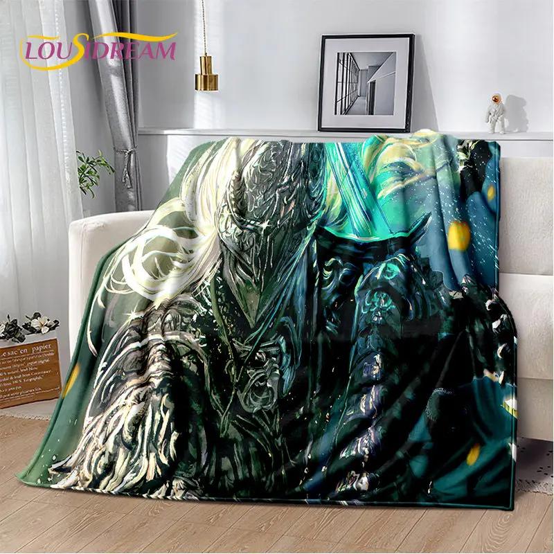 Elden Ring Jeu Joueur Couverture Peluche Douce Imprimée en 3D, Couverture Flanelle Couverture Jetée pour Salon Chambre à Coucher Lit Canapé Couverture Pique-nique