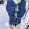Women's Tie-Dye Lace-Up Sleeveless Denim Vest