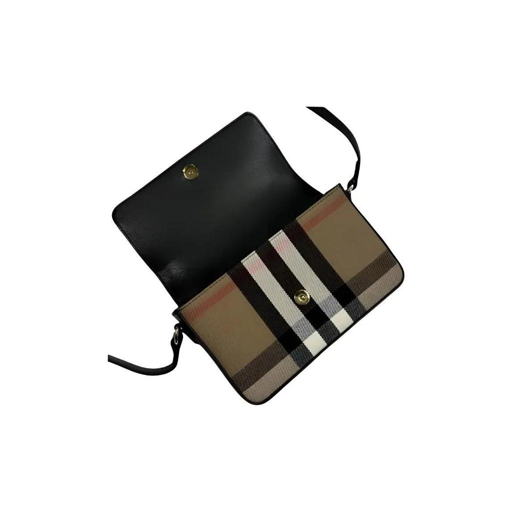 Burberry Klasická Kostkovaná Kožená a Plátěná Taška přes Rameno Běžná Dámská Námořnická Modř