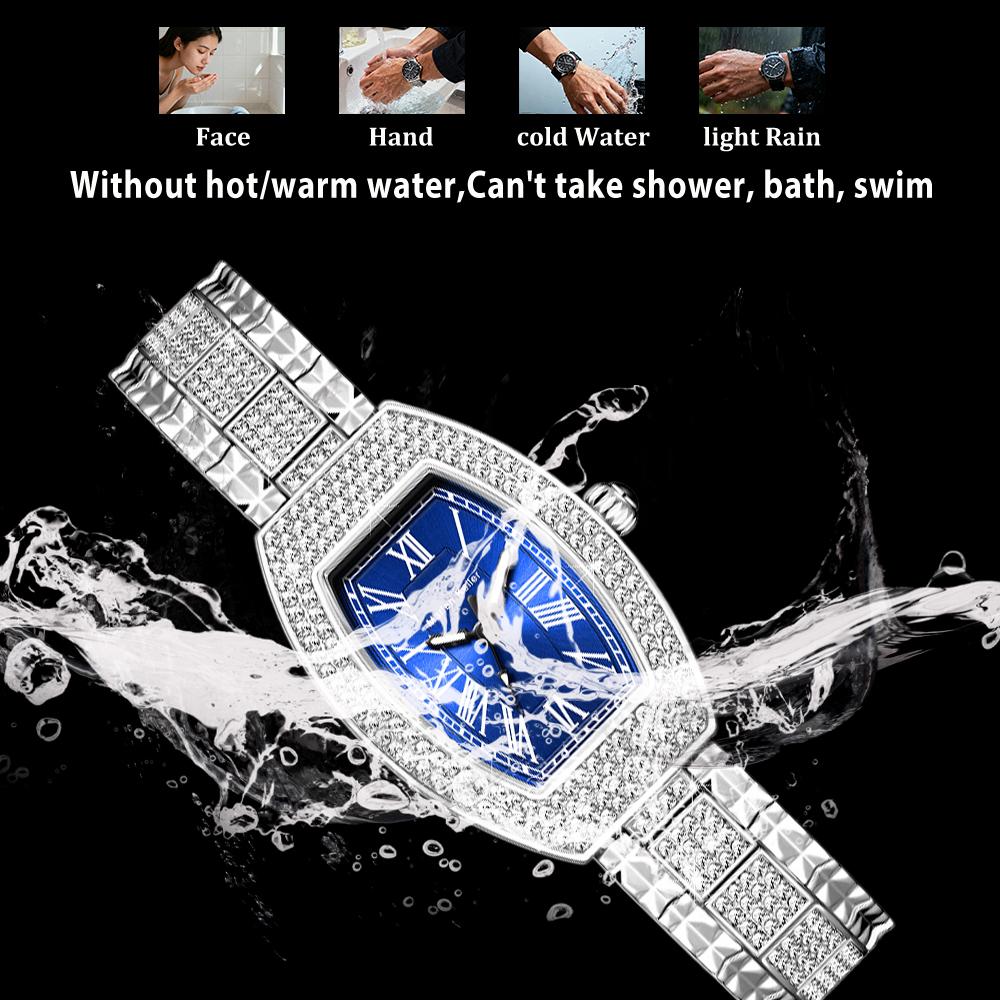 Tonneau Full Diamond Luxury Women Watches Quartz Fashion Ladies Bracelet Wristwatch Females Gifts Relogio Feminino