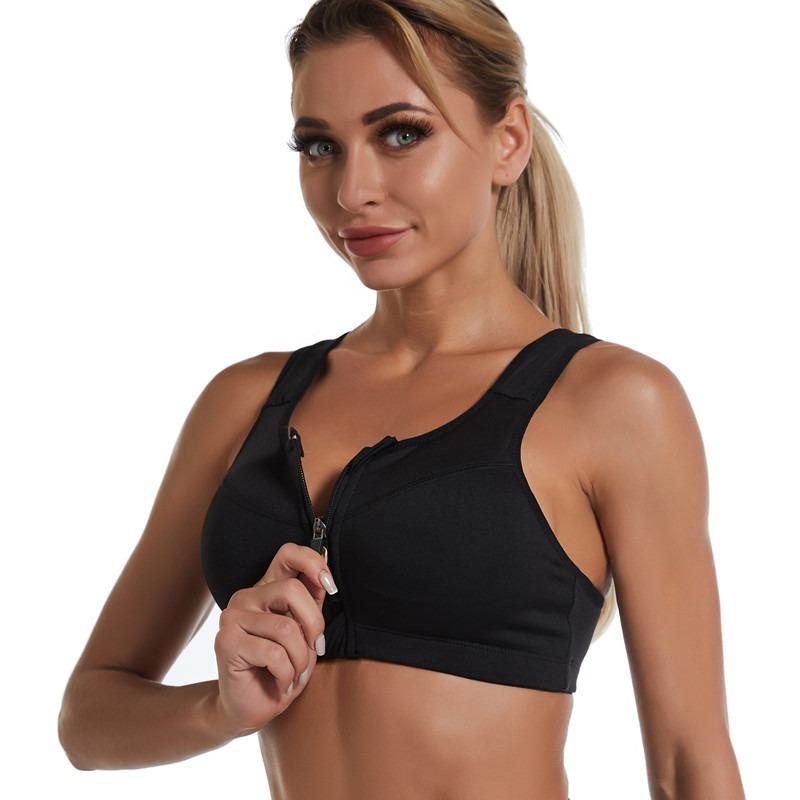 Reggiseno Sportivo Senza Ferretto con Zip Frontale, Resistente agli Urti, ad Alto Supporto, per Donna