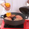 Cast Iron Roasted Sweet Potato Pan with Lid Garlic Roaster Garlic Baker Baking Pan for Picnic Camping Patio