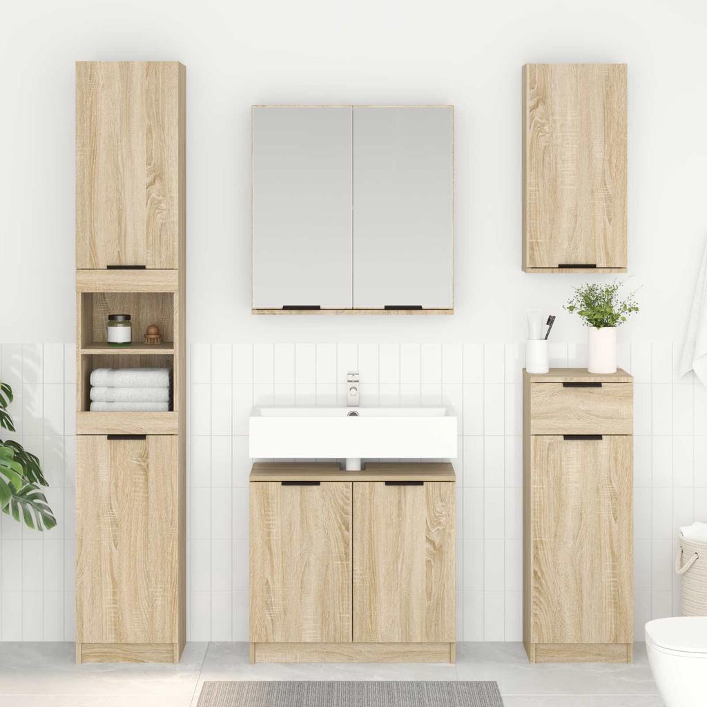 Bathroom Cabinet with Storage Sonoma Oak Finish 64.5 x 33.5 x 59 cm