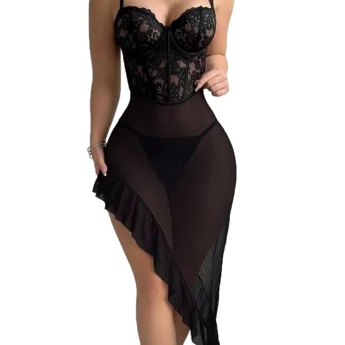 New sexy underwear big chest women's lace short skirt sexy short skirt hollow suspender skirt summer