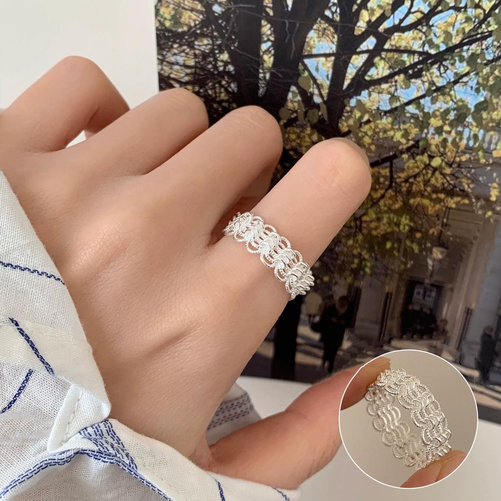 VENTFILLE 925 Sterling Rings for Women Fashion Geometric Handmade Irregular Line Ring Party Birthday Gift Dropshipping