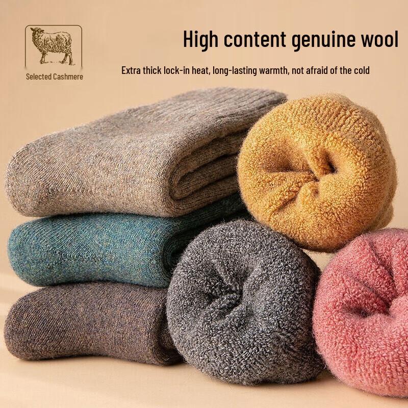 Women s Thickened Wool Blend Thermal Mid-Calf Socks (4-Pack) One Size