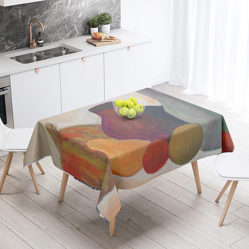 Abstract Art Food Illustration Tablecloth Oil-proof Tablecloth Waterproof Picnic Fabric Nordic Home Decoration