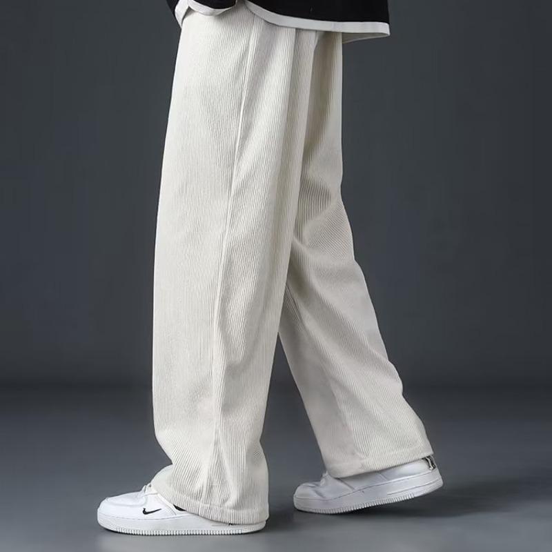 

Korean Style Men s Loose Corduroy Straight-Leg Trousers - Spring/Autumn Trendy Casual Pants 2XL бежевый