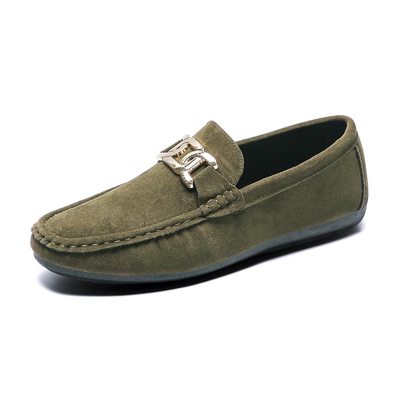 Classic Retro Green Men's Loafers Shoes Flats Handmade Suede Moccasin Casual Shoes Men Slip-on Driving Footwear mocasines hombre