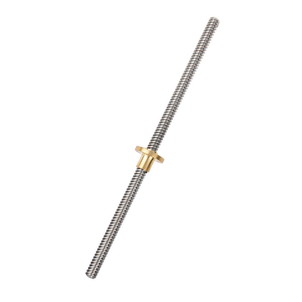 T8 8mm Trapezoidal Stainless Steel Threaded Rod Lead Screw & Brass Nut for 3D Printer 300mm