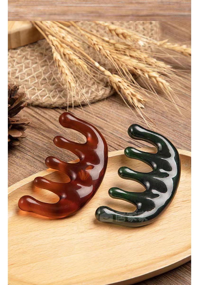 Унисекс-гребень для массажа меридианов с бычьей костью - пятипальцевый массажер для головы и здоровья