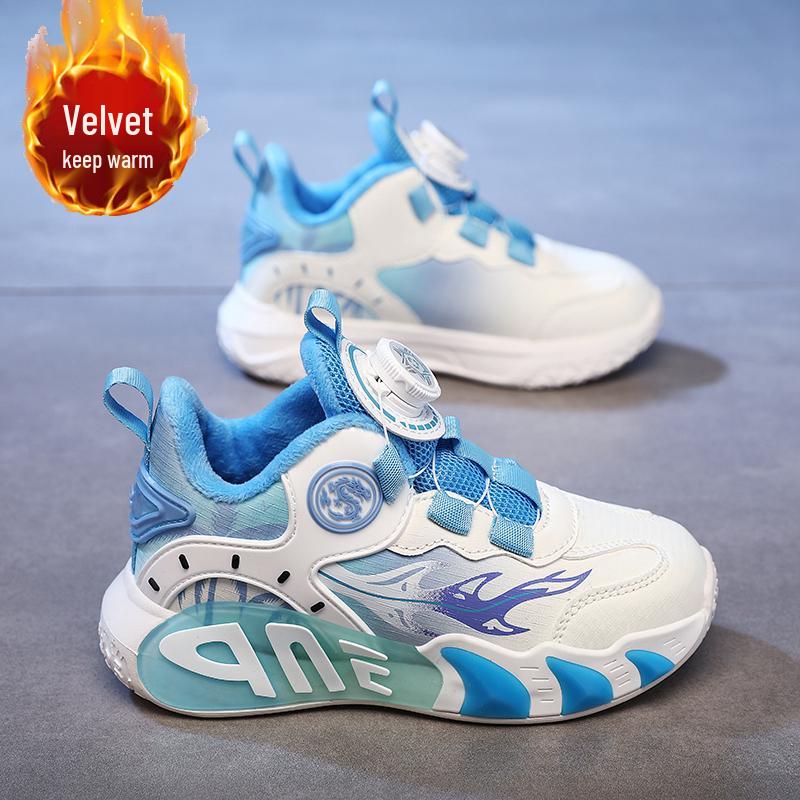 Jungen 2025 Herbst/Winter Samtgefütterte Warme Basketballschuhe für Kinder und Jugendliche