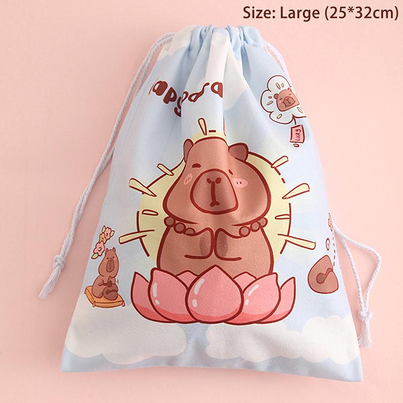 Capybara Travel Drawstring Tote Storage Bag Organizer Bag For Underwear Toy Handbag Storage Bag Cartoon Birthday Gift