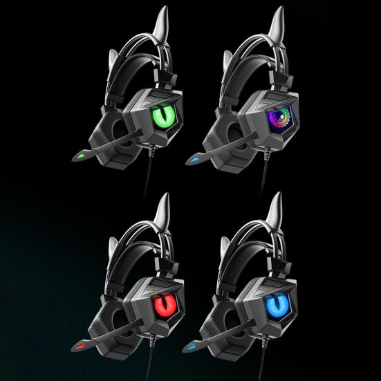 Wired Headset Luminous RGB Flash Light with Microphone 3.5mm/USB Cow Ear E-sports Game Headphone for Desktop