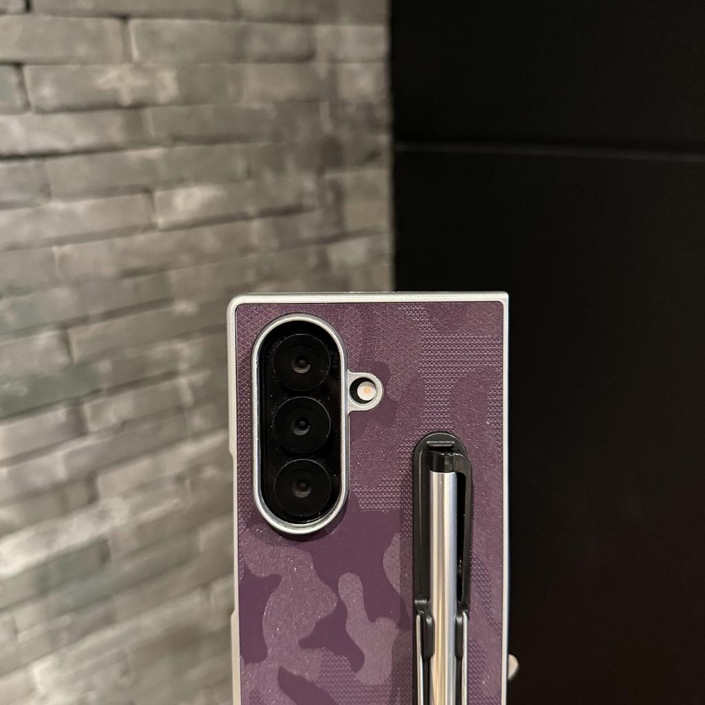 Sleek Anti-Drop Pen Stand Case for Samsung Z Fold6/7 - Skin-Feel Camouflage Design