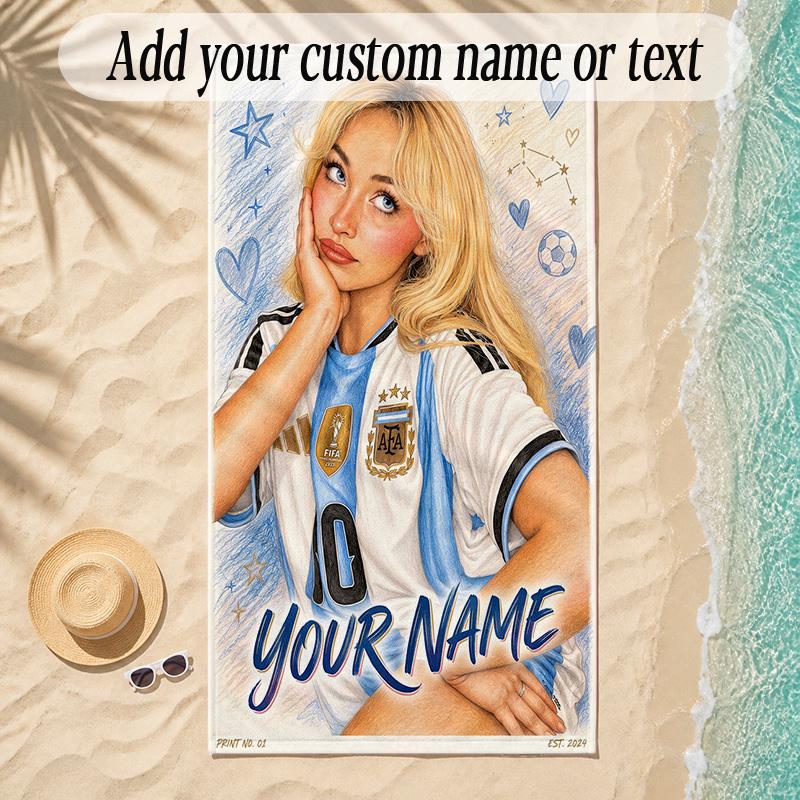 Beach TowelSabrina Carpenter Custom Name Text Personalized Soft Towel for Beach Pool Indoor Home Decor Gift