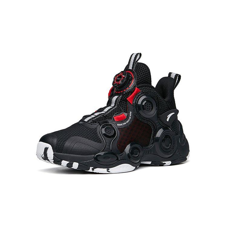 Anta Kids Irregular Non-Slip Shock Absorbing Wear-Resistant Mid-Top Basketball Shoes Kids basketball shoes Black 312221102-6