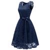 Women Vintage Princess Floral Lace Cocktail V-Neck Party Aline Swing Dress