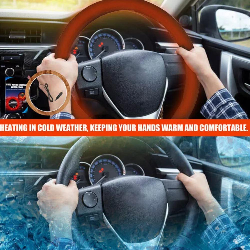 New 12V Heated Steering Wheel Cover Anti-slip Warm Car Heating Hand Warmer Winter Steering Wheel Heater Car Accessories