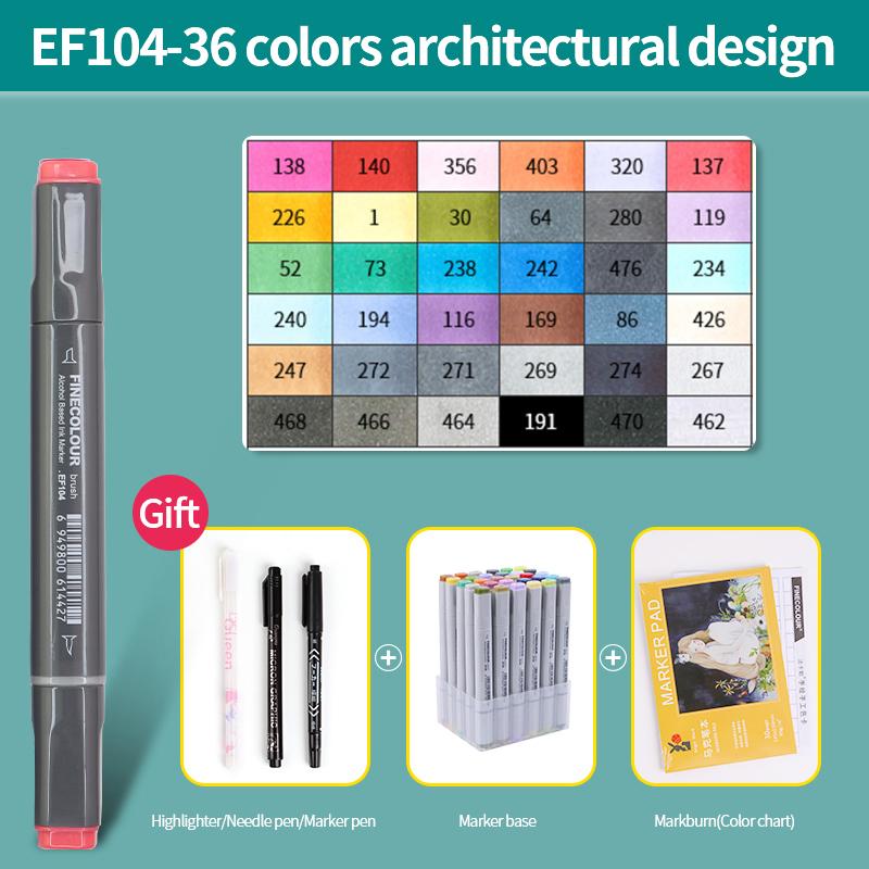 EF104 Double-Head Alcohol Marker Pens Sketch Design Marker Brush Pen Beginner Manga Graphic Drawing Art Supplies