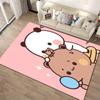 Cute Cartoon Panda and Bear with Pink Background and Mirror - Adorable Carpet Design Suitable for Use As an Anti-slip1 For1room and Bedroom Sofas
