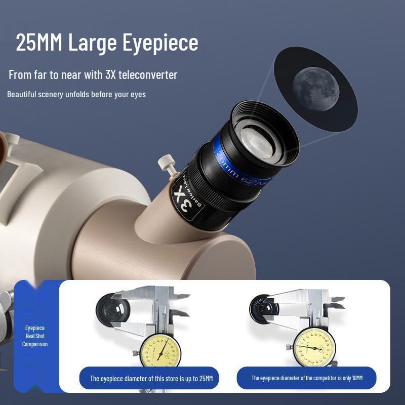 Pro Astronomical Telescope: HD, High Magnification, Large Aperture for Stargazing and Moon Observation; Electronic Eyepiece for Photos and Videos.