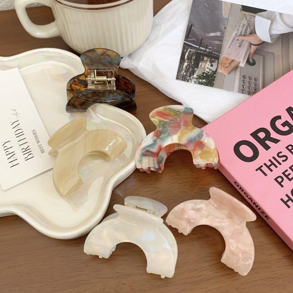 Small Acetic Acid Hair Claw Arch Shape Geometry Hair Crab Clip Fashion Retro Shark Clip  Daily