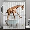 Giraffe Badewanne Digitaldruck Duschvorhang, Kostenloser Haken Enthalten, Maschinenwaschbar, Wendbares Polyester, Ganzjahres Badezimmerdekoration