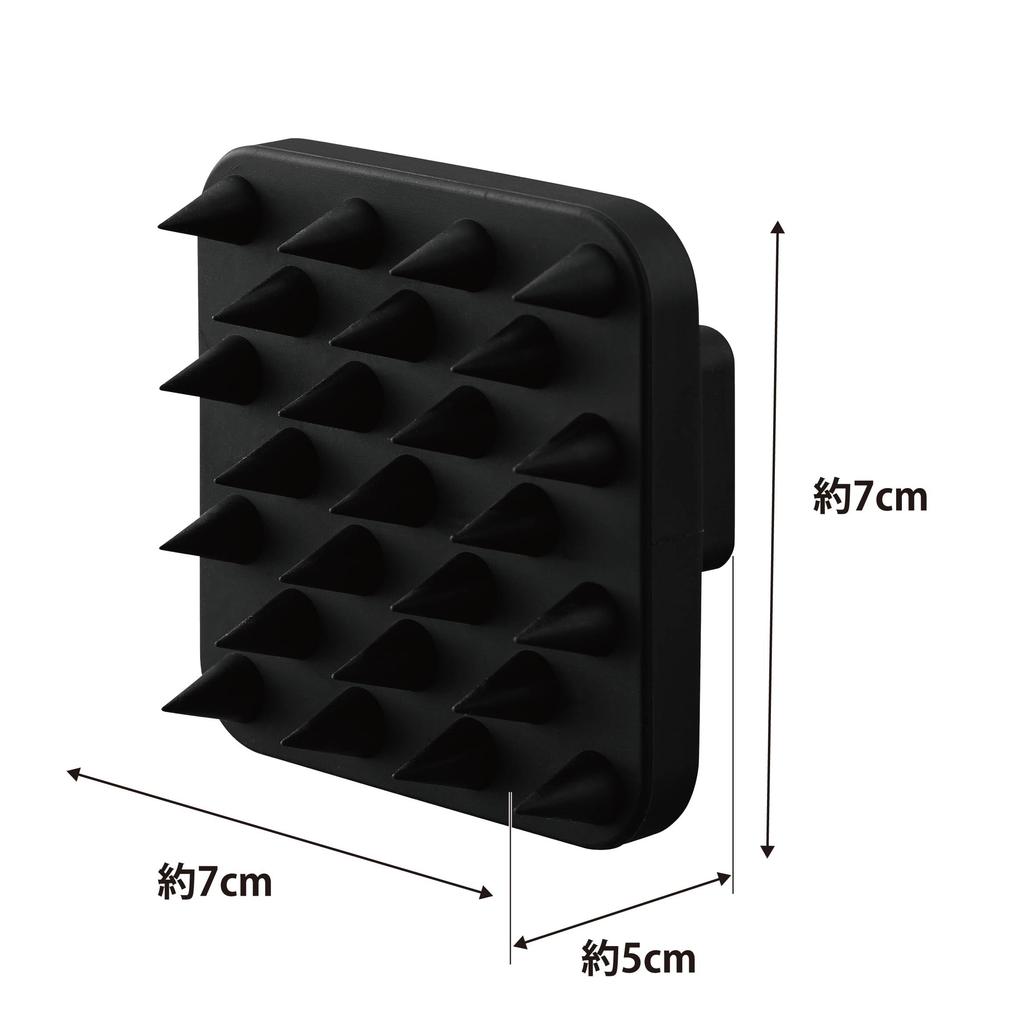 Yamazaki Magnet Head Scalp Massage Brush Soft Type Black W7×D7×H5cm Wall-Mountable Storage Tower Head Massage Brush