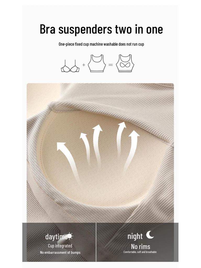 White Hollowed Camisole for Women – Summer Short Top with Built-In Bra, Exposed Navel, Sexy Innerwear