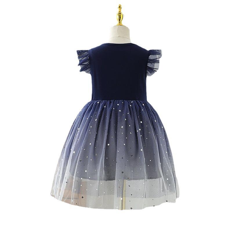 Rochie de prințesă de toamnă din bumbac pentru fete: Fustă de vară la modă pentru copii cu mânecă scurtă stil nou