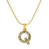 European & American Stainless Steel Diamond Alphabet Pendant Clavicle Chain Necklace for Women